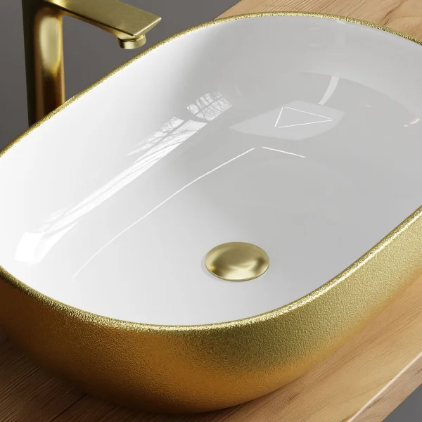 Lavabo sobre encimera de 60 cm, dorado