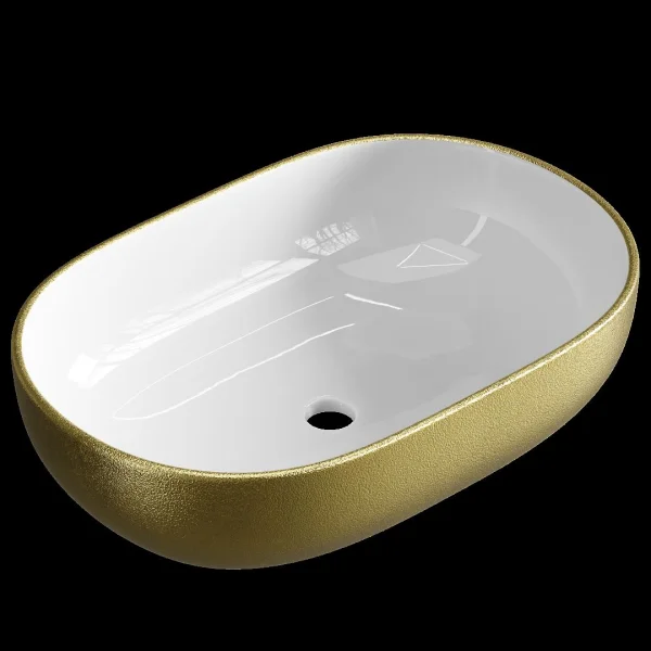 Lavabo sobre encimera de 60 cm, dorado
