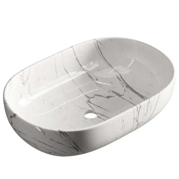 Lavabo sobre encimera de 60 cm, mármol blanco