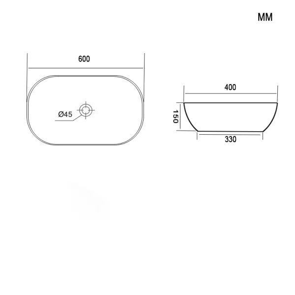 Lavabo sobre encimera de 60 cm, mármol blanco