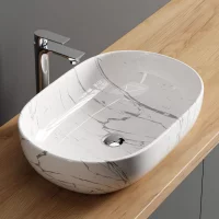 Aufsatzwaschbecken 60 cm marmor wei&szlig;