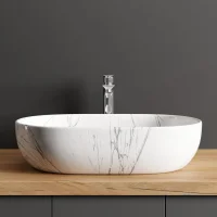 Lavabo da appoggio 60 cm, marmo bianco