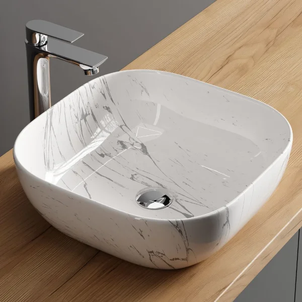 Lavabo da appoggio 42 cm, marmo bianco