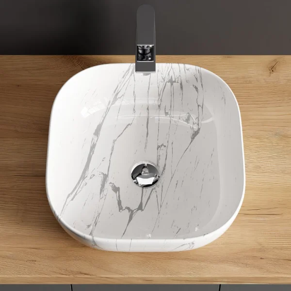 Lavabo da appoggio 42 cm, marmo bianco
