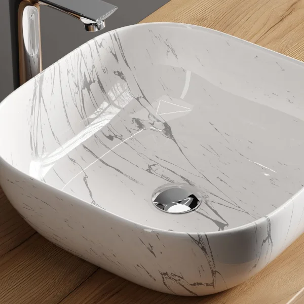 Lavabo da appoggio 42 cm, marmo bianco