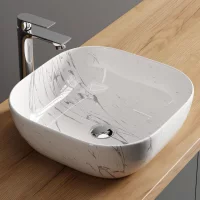 Aufsatzwaschbecken 42 cm marmor wei&szlig;