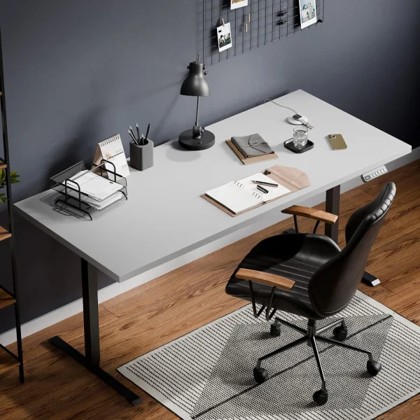 Electric height-adjustable table frame, black