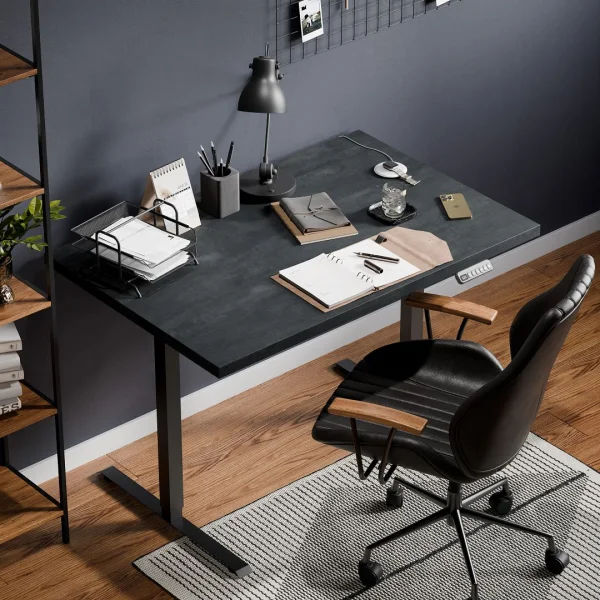Electric height-adjustable table frame, black