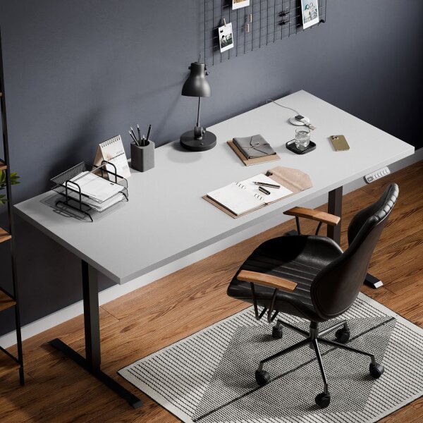 Height-adjustable electric table frame, black