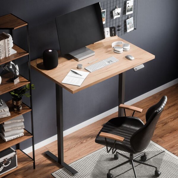 Height-adjustable electric table frame, black