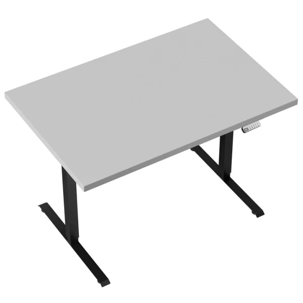 Height-adjustable desk, 140 x 80 x 3.2 cm, white and gray