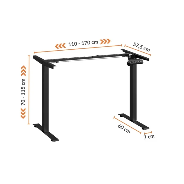 Height-adjustable desk, 140 x 80 x 3.2 cm, white and gray