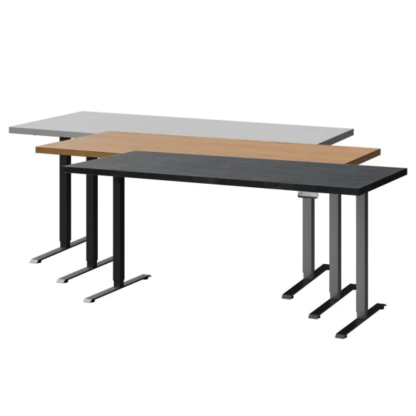 Height-adjustable desk, 160 x 80 x 3.2 cm, available in three different colors