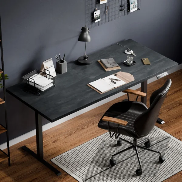 Höhenverstellbarer Schreibtisch 160 x 80 x 3,6 cm schwarz charcoal