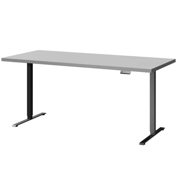 Bureau réglable en hauteur 160 x 80 x 3,2 cm blanc-gris