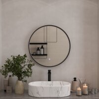 Spiegel VELUNA rund 60 cm, Rahmen mit LED-Beleuchtung