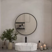 Spiegel VELUNA rund 60 cm, Rahmen mit LED-Beleuchtung