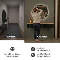 Mirror NOVA round 60 cm with black frame and LED lighting