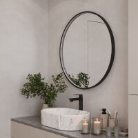 Spiegel VELUNA rund 80 cm, Rahmen mit LED-Beleuchtung