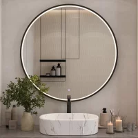 Spiegel VELUNA rund 100 cm, Rahmen mit LED-Beleuchtung