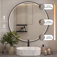 Spiegel VELUNA rund 100 cm, Rahmen mit LED-Beleuchtung