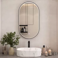 Spiegel GLORA oval 50x90 cm, Rahmen mit LED-Beleuchtung