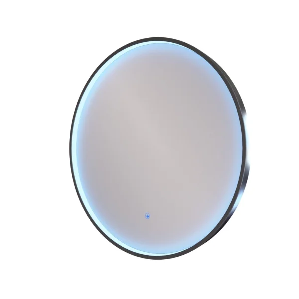 Spiegel-Set VELUNA rund – 60/80/100 cm mit schwarzer Umrandung und LED-Beleuchtung