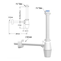 Siphon made of white plastic