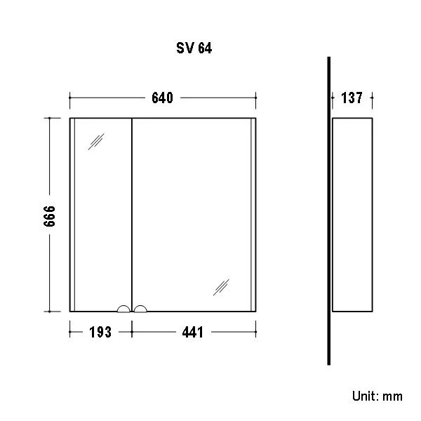 Mirror cabinet with LED 64cm