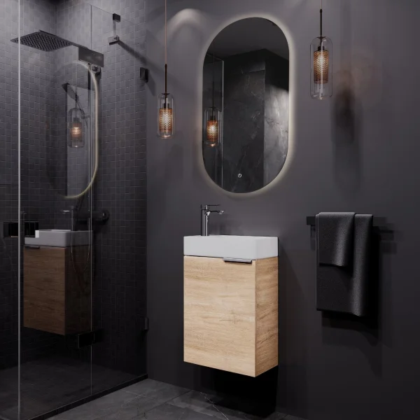 40 cm Bathroom Vanity Set with Mirror (Sonoma Oak)