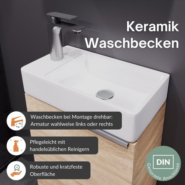 Badmöbel-Set 40cm mit Spiegel (Sonoma Eiche)