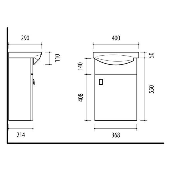 Mueble bajo con lavabo de 40 cm incluido
