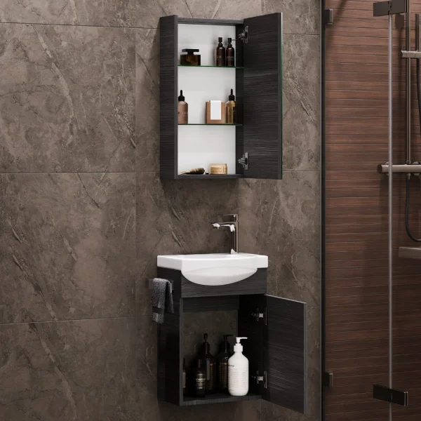 Bathroom furniture set with mirror cabinet 40cm