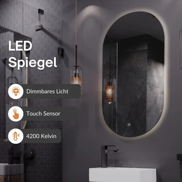Set di mobili da bagno da 40 cm con specchio (bianco)