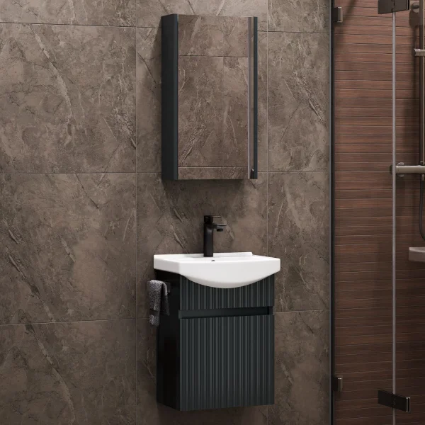 Badmöbel-Set mit Spiegelschrank Wega Matt 45cm