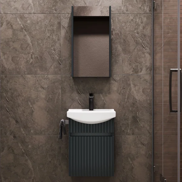 Badmöbel-Set mit Spiegelschrank Wega Matt 45cm