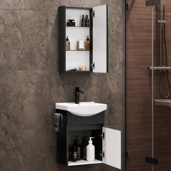 Badmöbel-Set mit Spiegelschrank Wega Matt 45cm