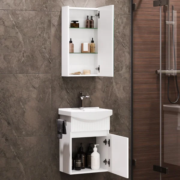 Badmöbel-Set mit Spiegelschrank Wega Matt 45cm