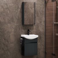 Badm&ouml;bel-Set mit Spiegelschrank Wega Matt 45cm