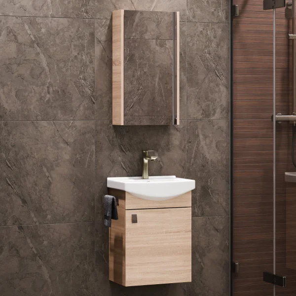 Bathroom furniture set with mirror cabinet 45cm
