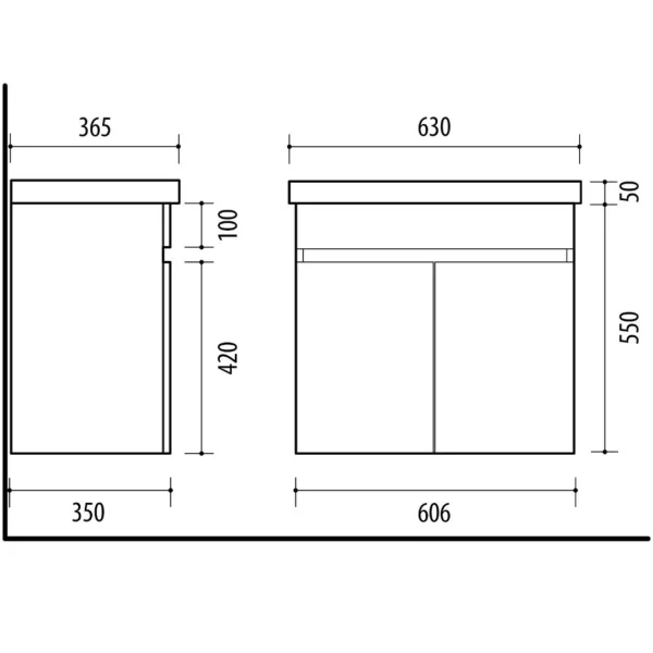 Lavabo da 60 cm con doppia porta - vari colori