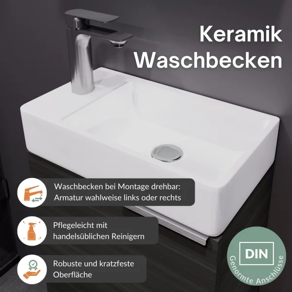 Waschbeckenunterschrank 40cm Anthrazit