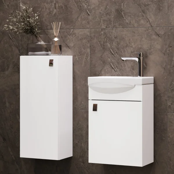 Waschtischunterschrank 40 cm mit Midischrank 32 cm