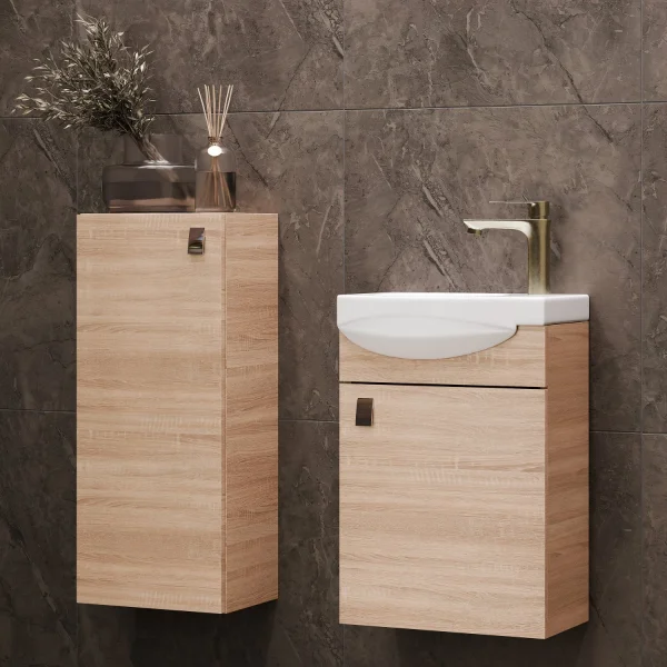 Waschtischunterschrank 40 cm mit Midischrank 32 cm