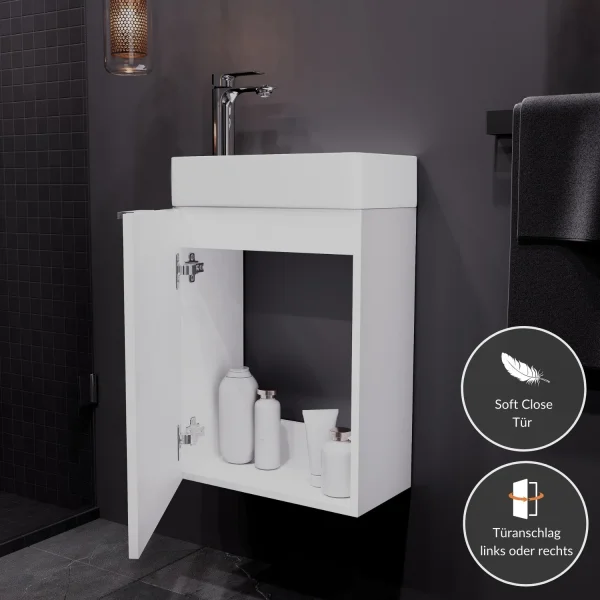 Mueble bajo para lavabo de 40 cm, blanco