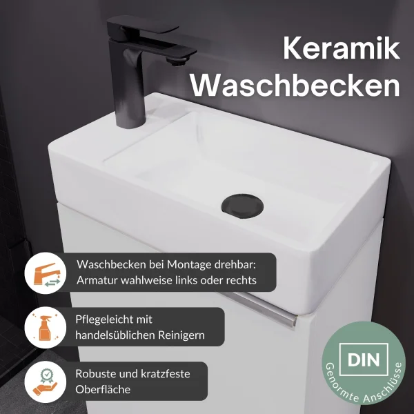 Mueble bajo para lavabo de 40 cm, blanco