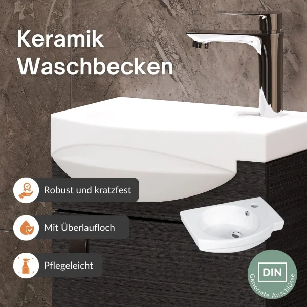 Waschtischunterschrank 40 cm mit Midischrank 32 cm Anthrazit