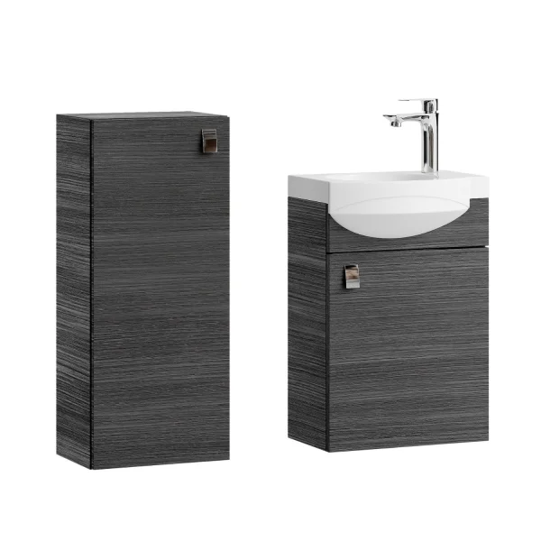 Waschtischunterschrank 40 cm mit Midischrank 32 cm Anthrazit