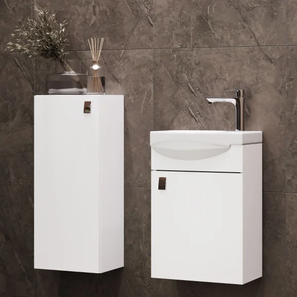 Mobile sottolavabo da 40 cm con mobile medio da 32 cm, bianco