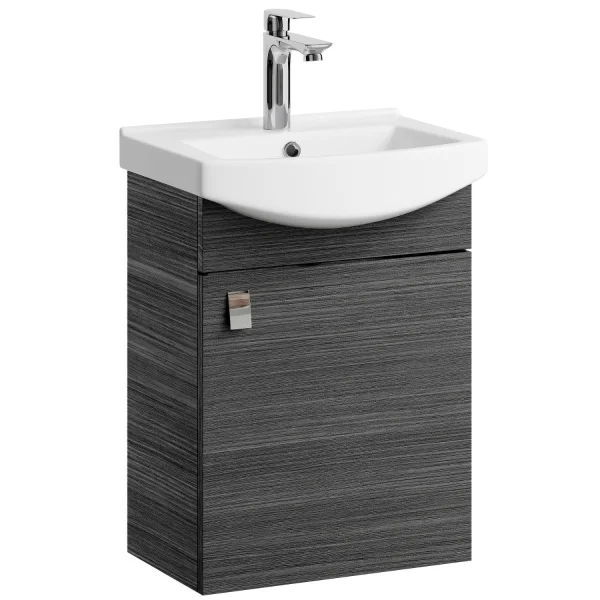Waschtischunterschrank 45 cm (Anthrazit) mit Armatur in Chrom